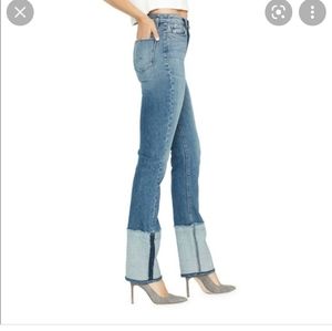Hudson Jeans Reverse Hem High Waist Straight Leg Jeans